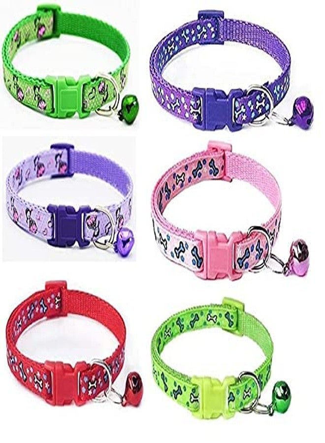 Smart Pups Long Small Girl Printed Dog and Cat Everyday Collar Belt/Small Bell for Playing Small Breed Dogs - Purple (18-30 cm) - Image 3